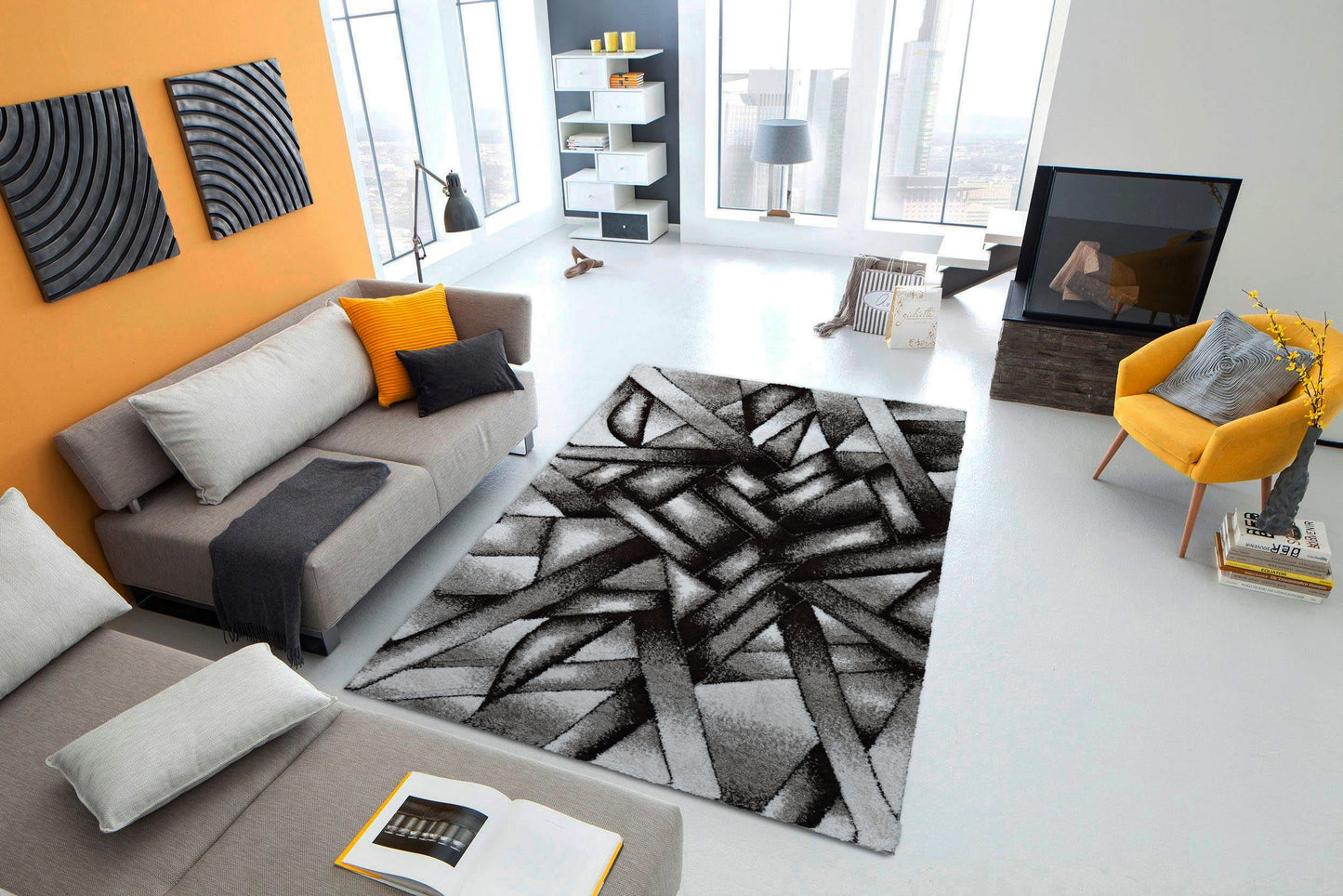 Lulu Modern 3D Carved Design Fluffy Texture Area Rug RT3031