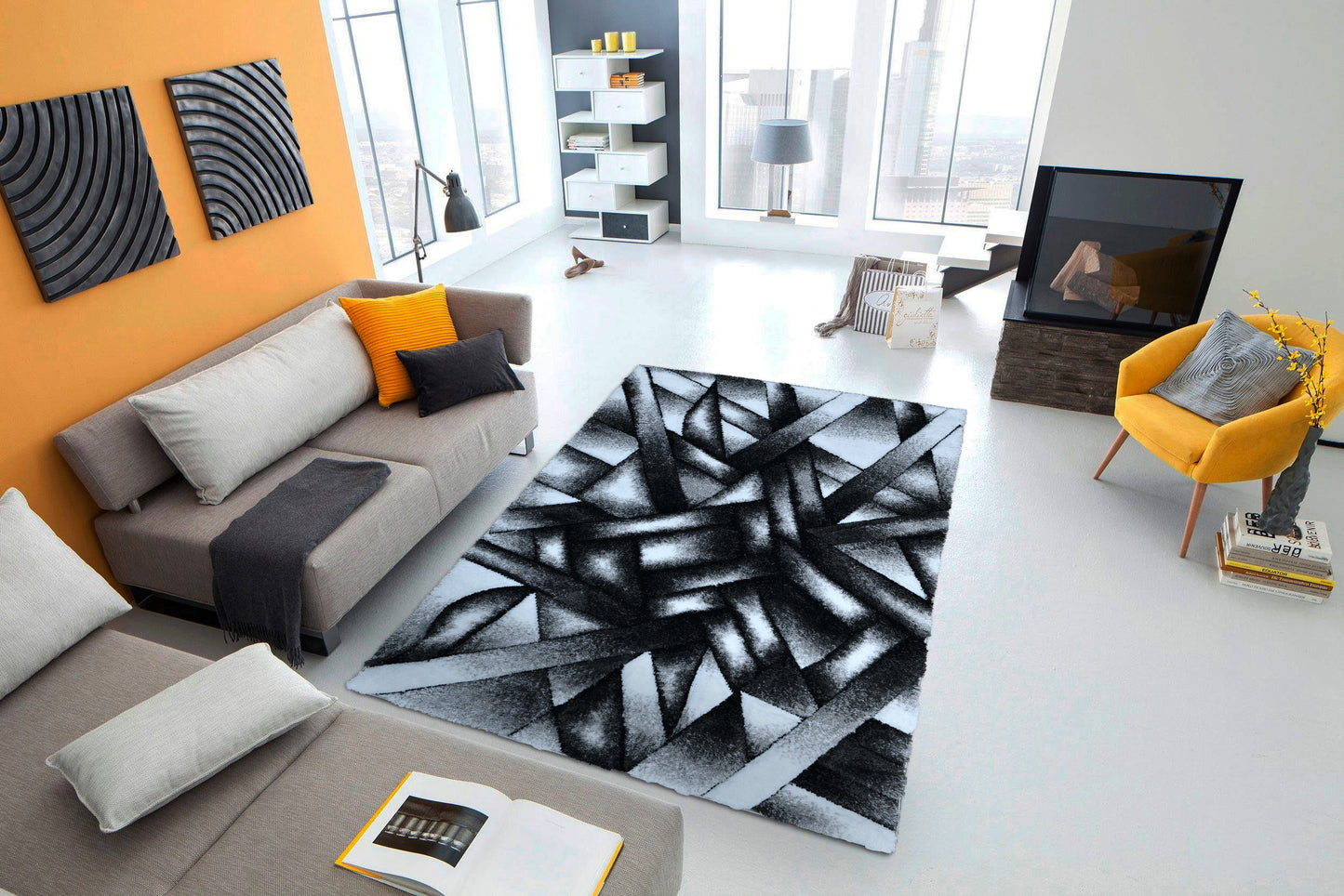 Lulu Modern 3D Carved Design Fluffy Texture Area Rug RT3031