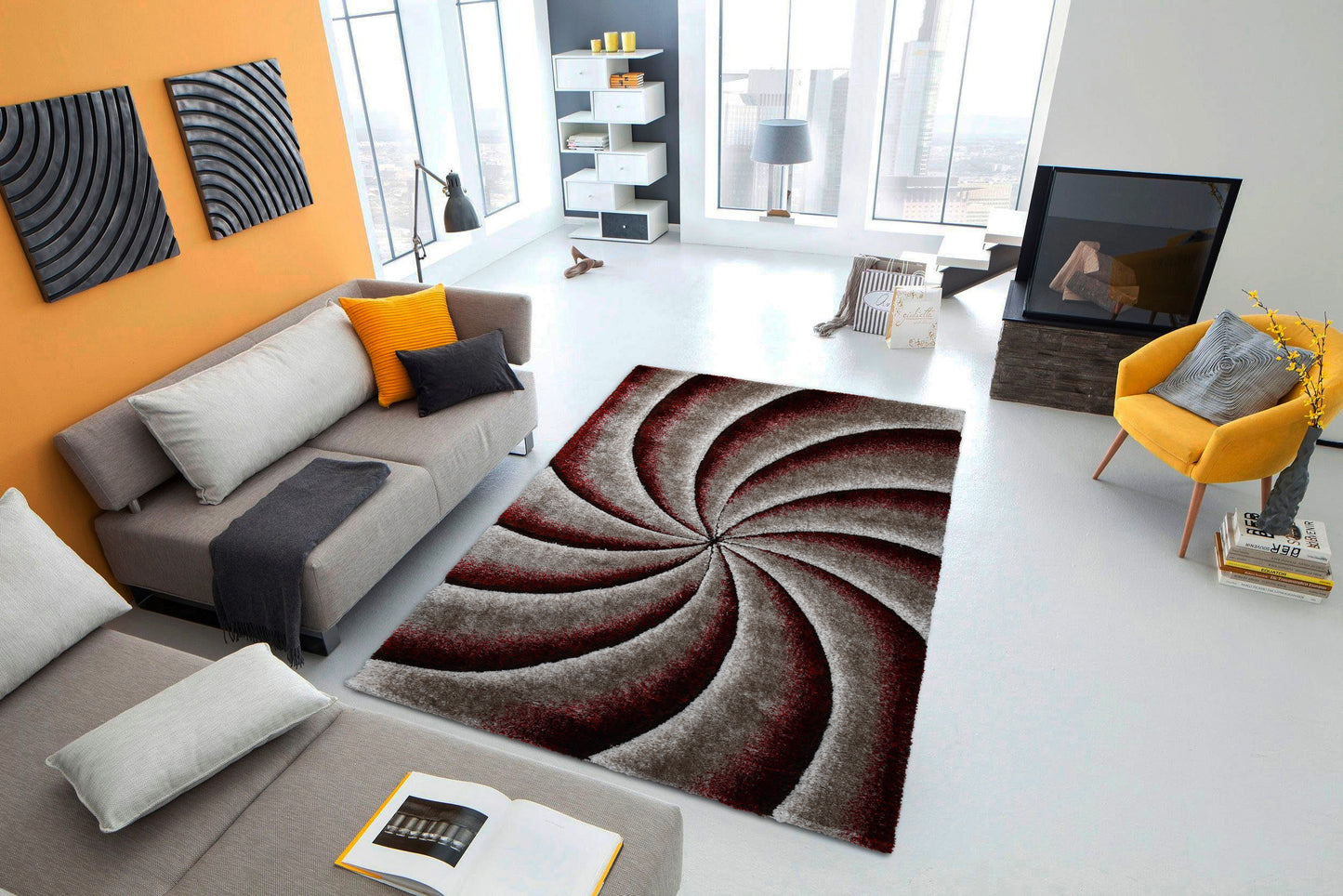 Lulu Modern 3D Carved Design Fluffy Texture  Area Rug RT3116