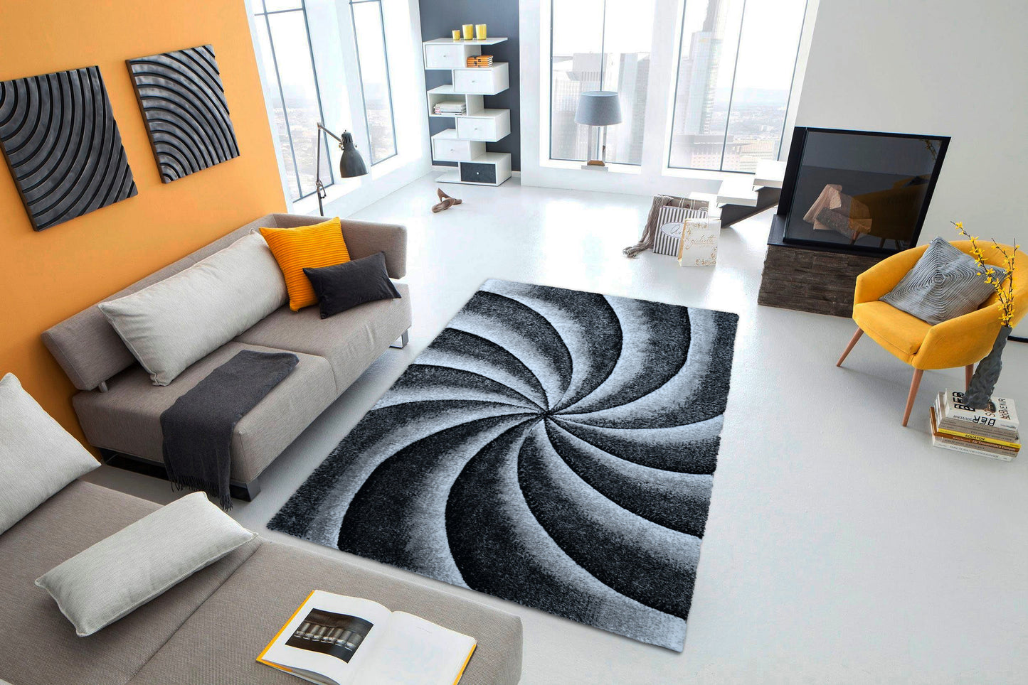 Lulu Modern 3D Carved Design Fluffy Texture  Area Rug RT3116