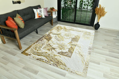 Modern Traditional Area Rug. Artificial Intelligence Design with 3D Affect Rt8409