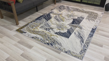 Modern Traditional Area Rug. Artificial Intelligence Design with 3D Affect Rt8409