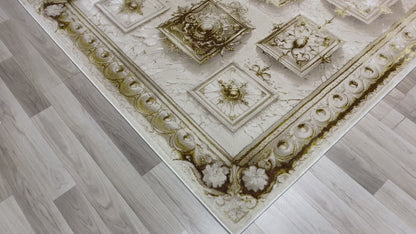 Modern Traditional Area Rug. Artificial Intelligence Design with 3D Affect Rt8403