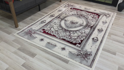 Modern Traditional Area Rug. Artificial Intelligence Design with 3D Affect Rt8402